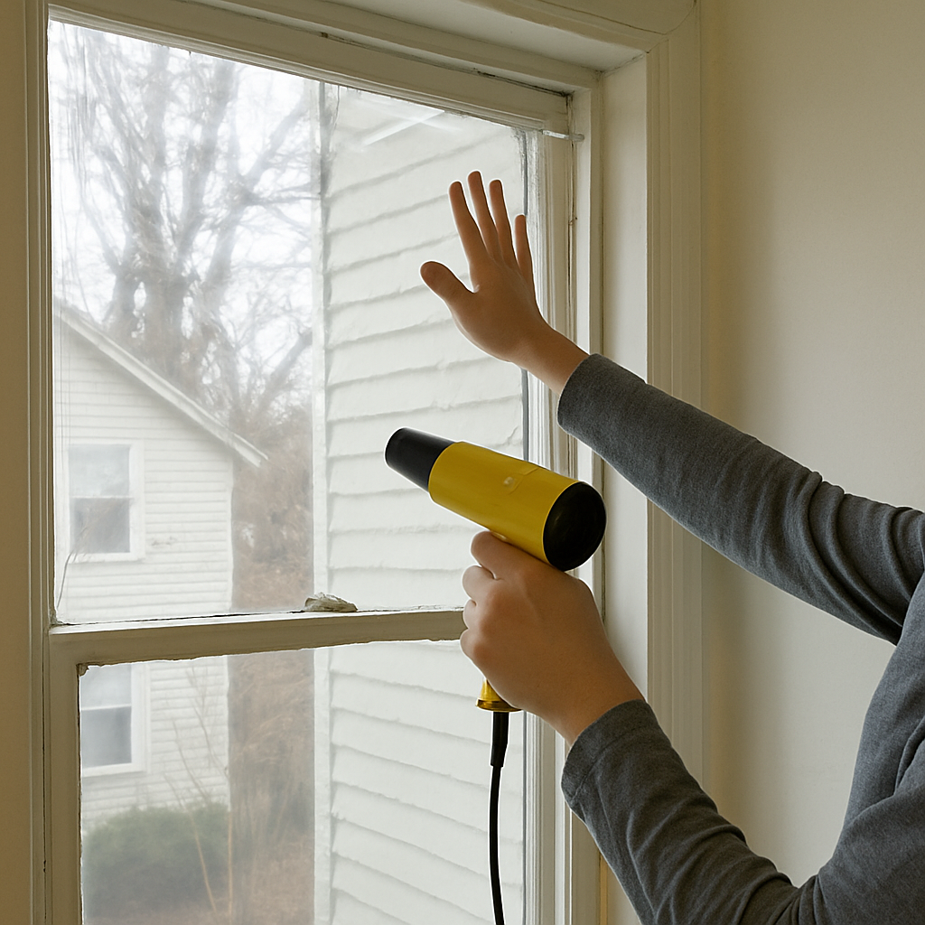 Applying window film for insulation