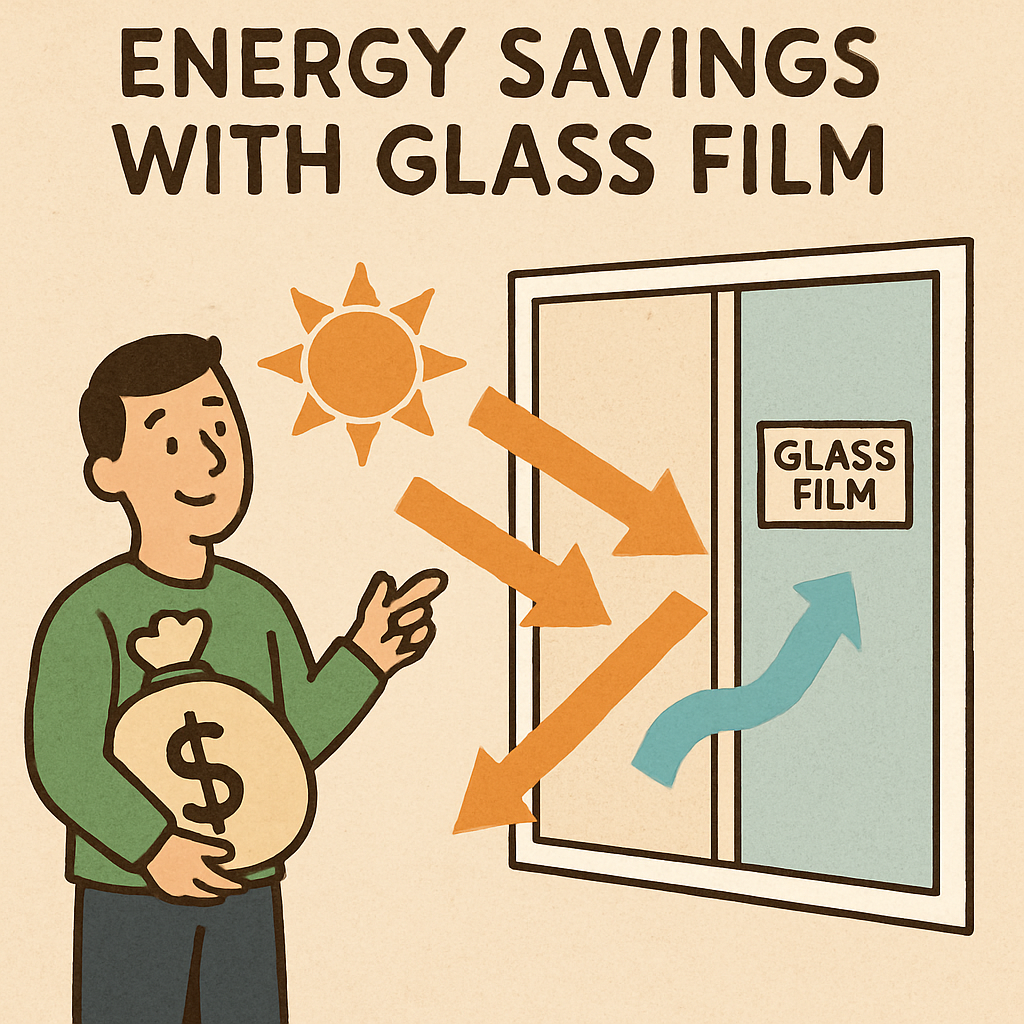 Illustration of energy savings with glass film