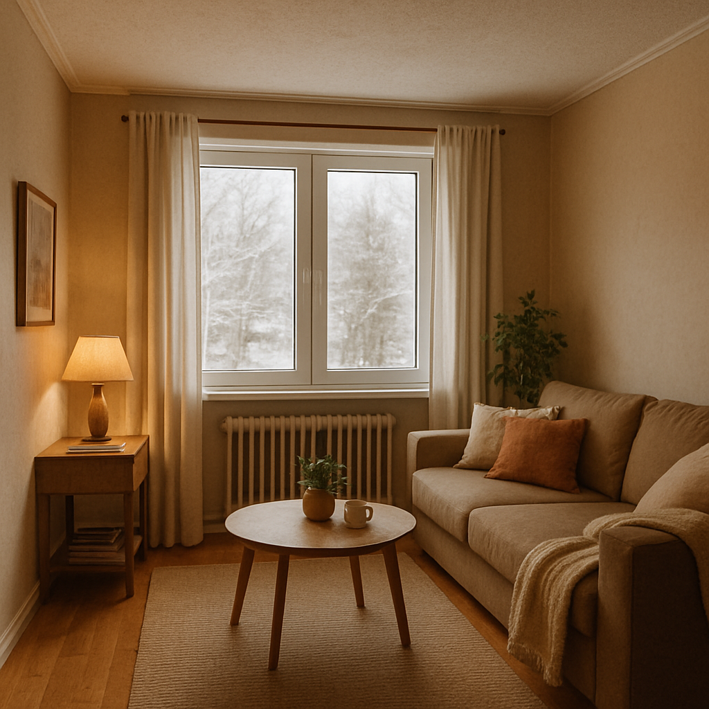 Cozy living room with insulated windows