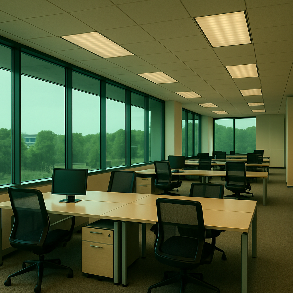 Energy-efficient office space with tinted windows