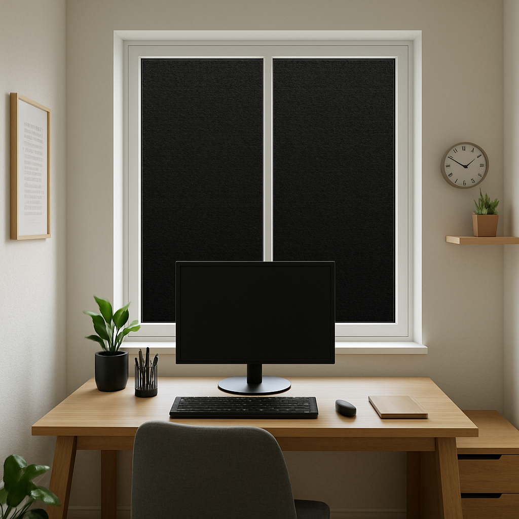 Home office with blackout window film
