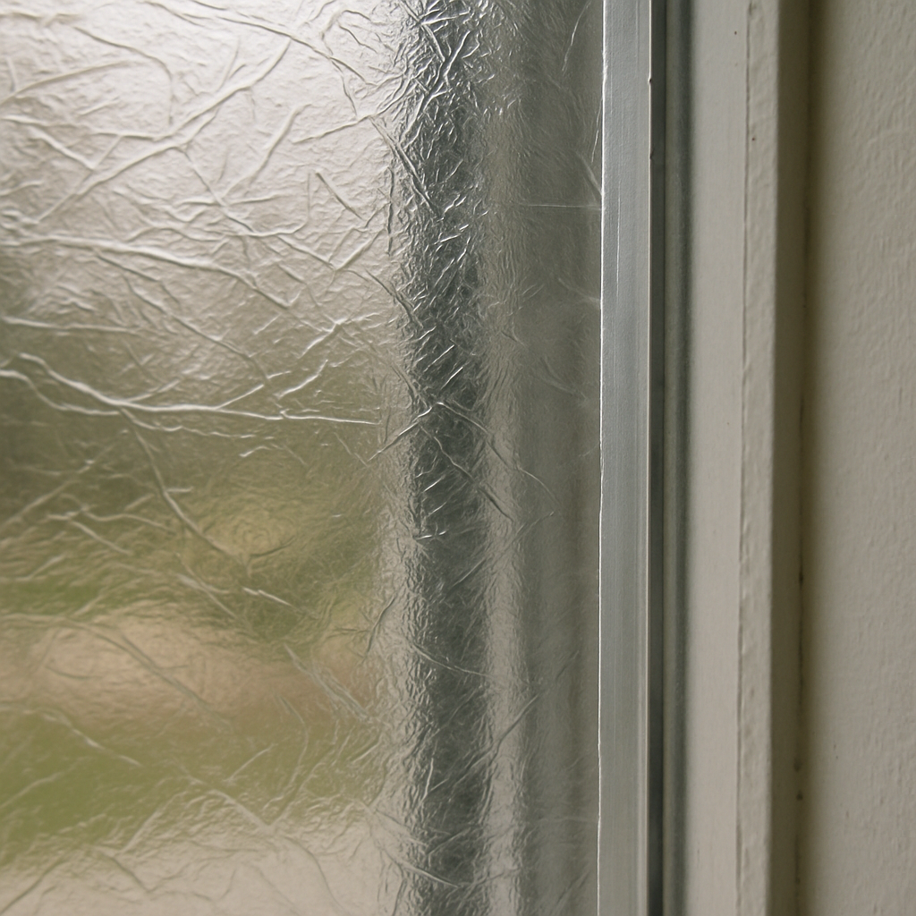 Window insulation film closeup